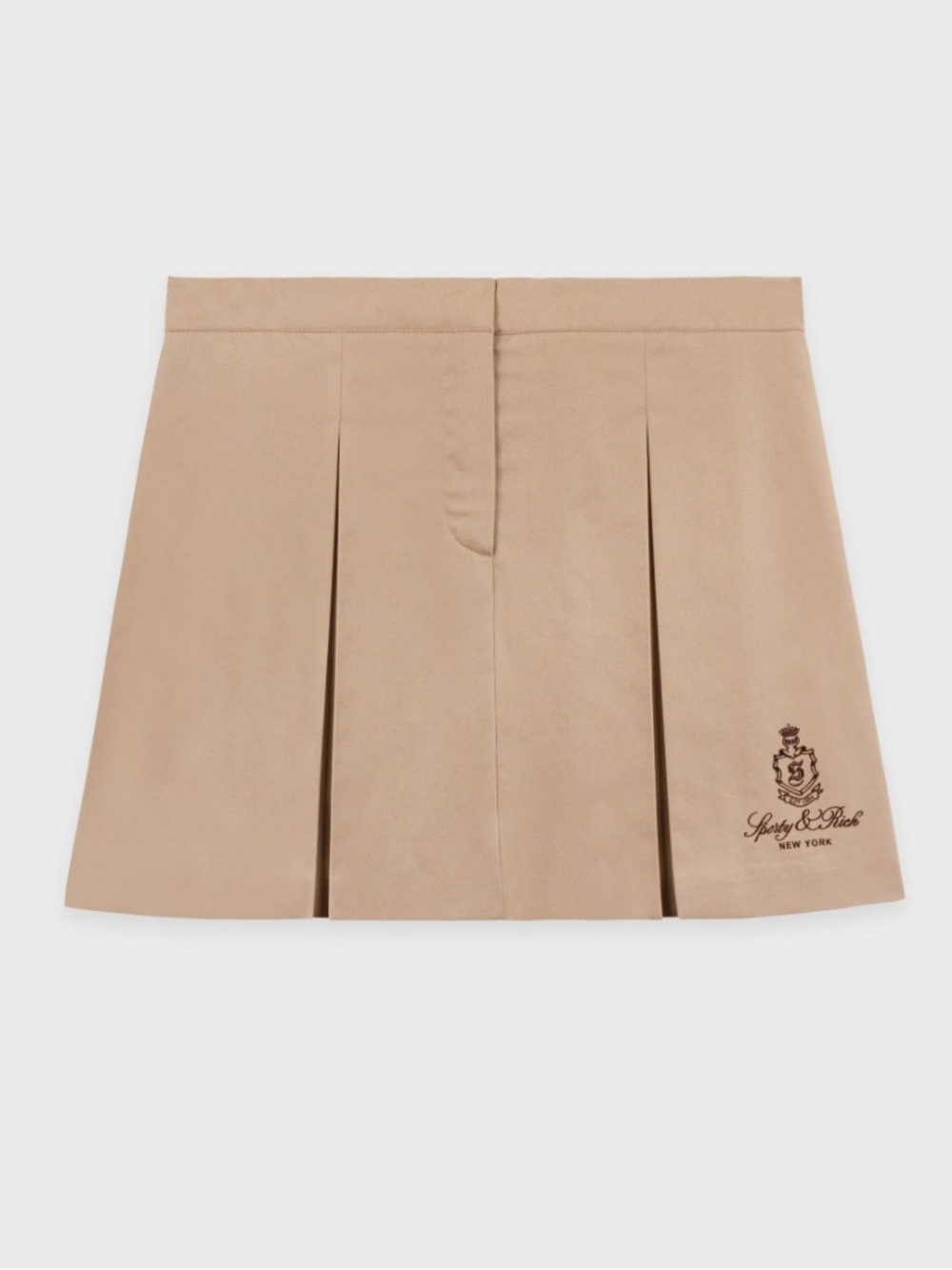 NWT Sporty & Rich Vendome Box Pleat Skirt - Beige/Chocolate size XL $225 MSRP